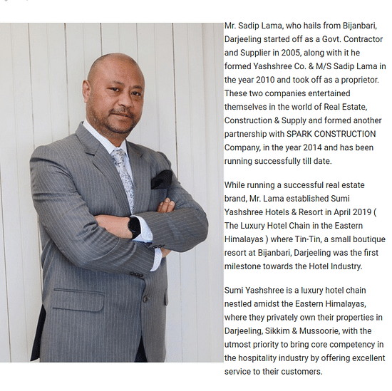 An image of Sadip Lama in a magazine page - Sumi Yashshree Hotels & Resorts